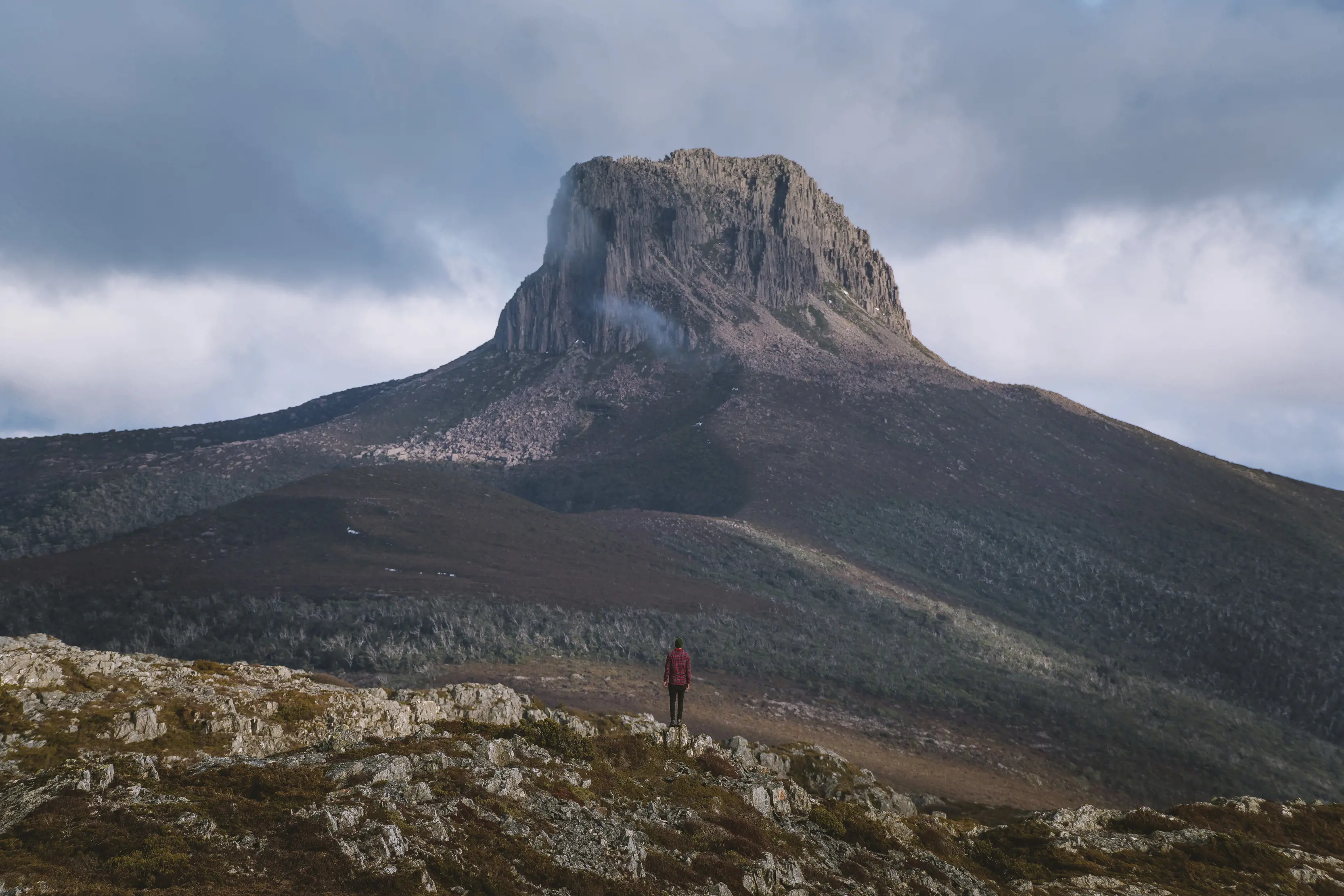 Overland Track with Barn Bluff in the background located in Cradle Mountain-Lake St Clair National Park.Overland Track with Barn Bluff in the background located in Cradle Mountain-Lake St Clair National Park.