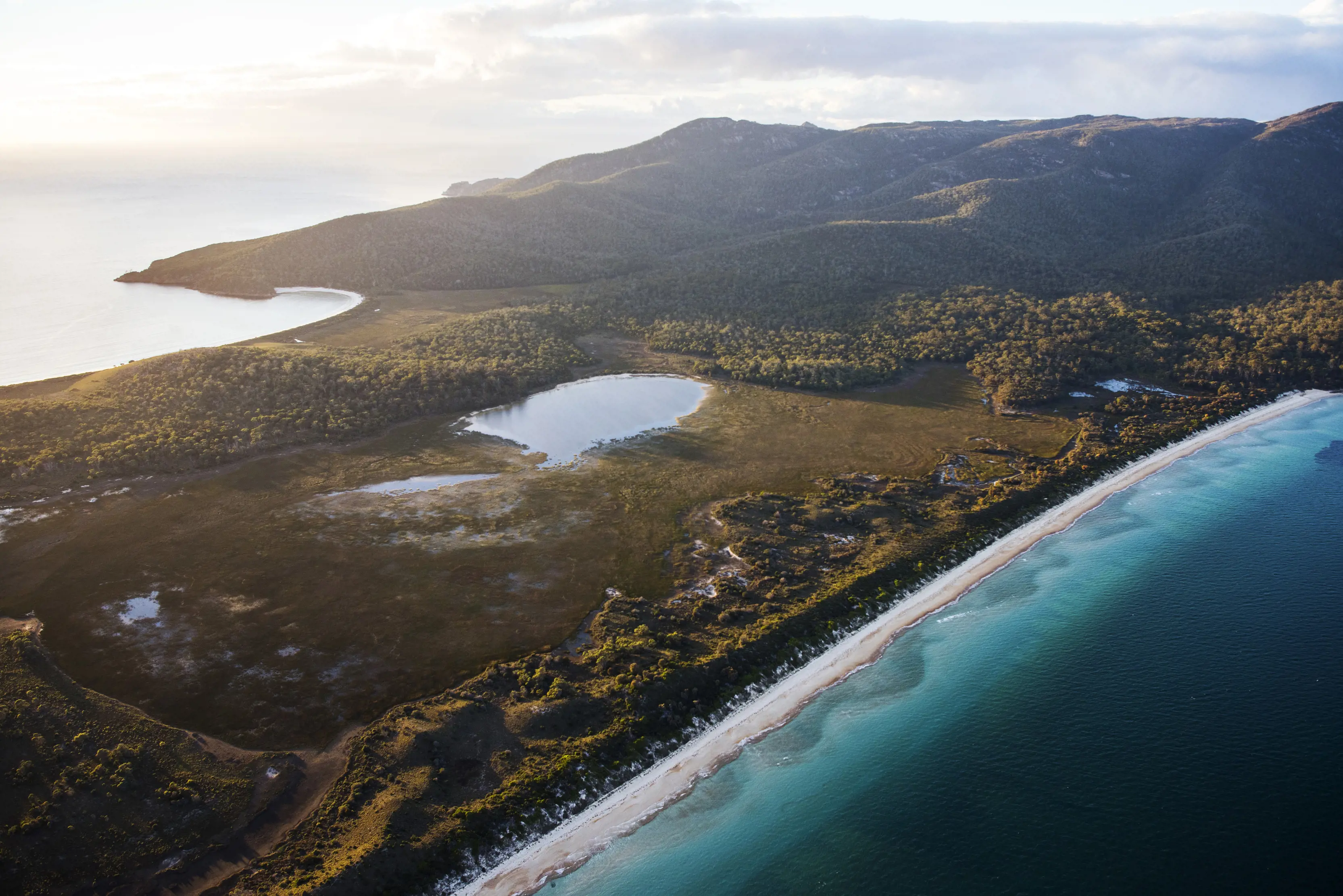 Aerial image of Hazards Beach, Freycinet National Park