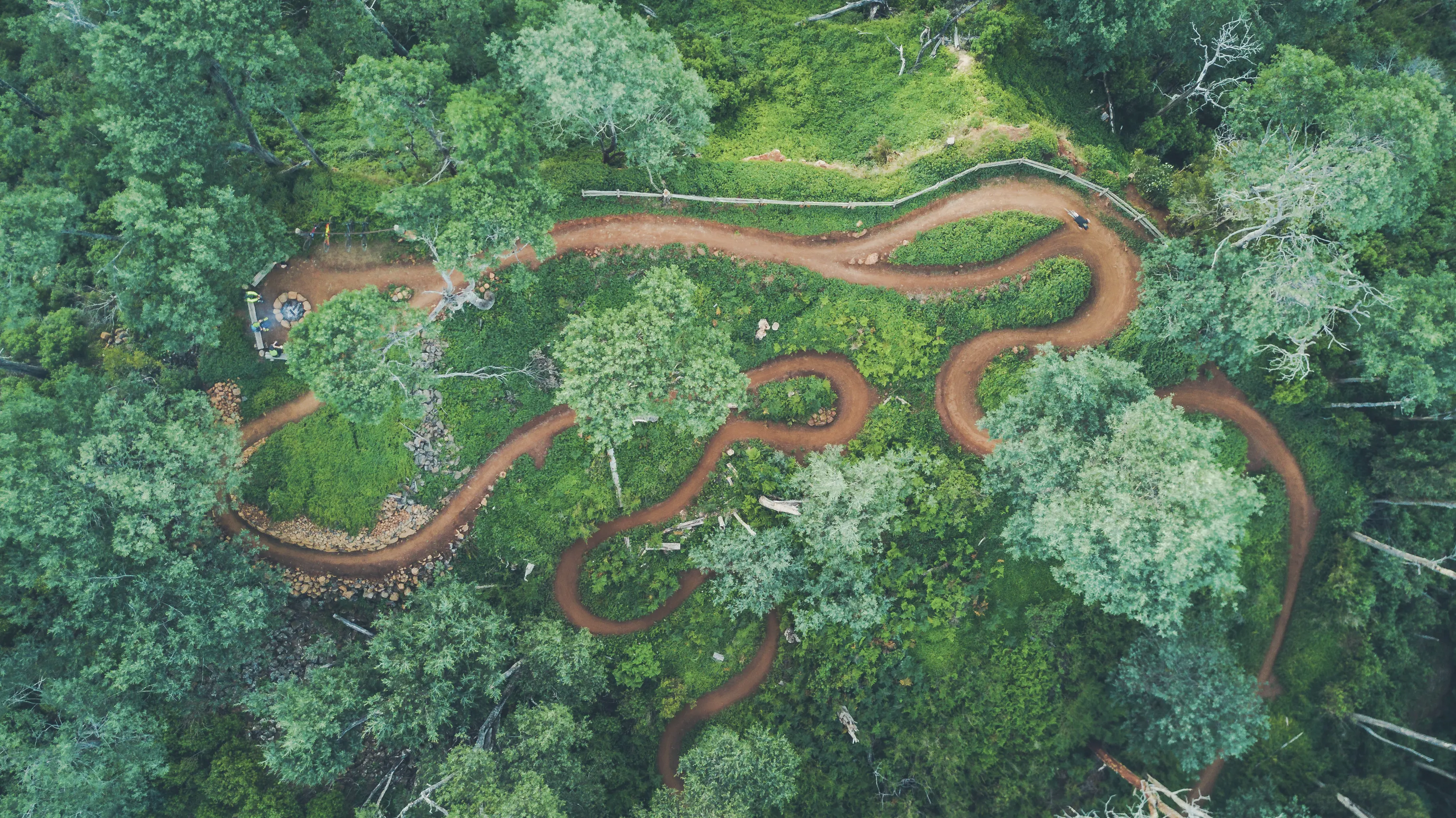 Airial view of Blue Derby Mountain Bike Trail from Sawtooth Lookout