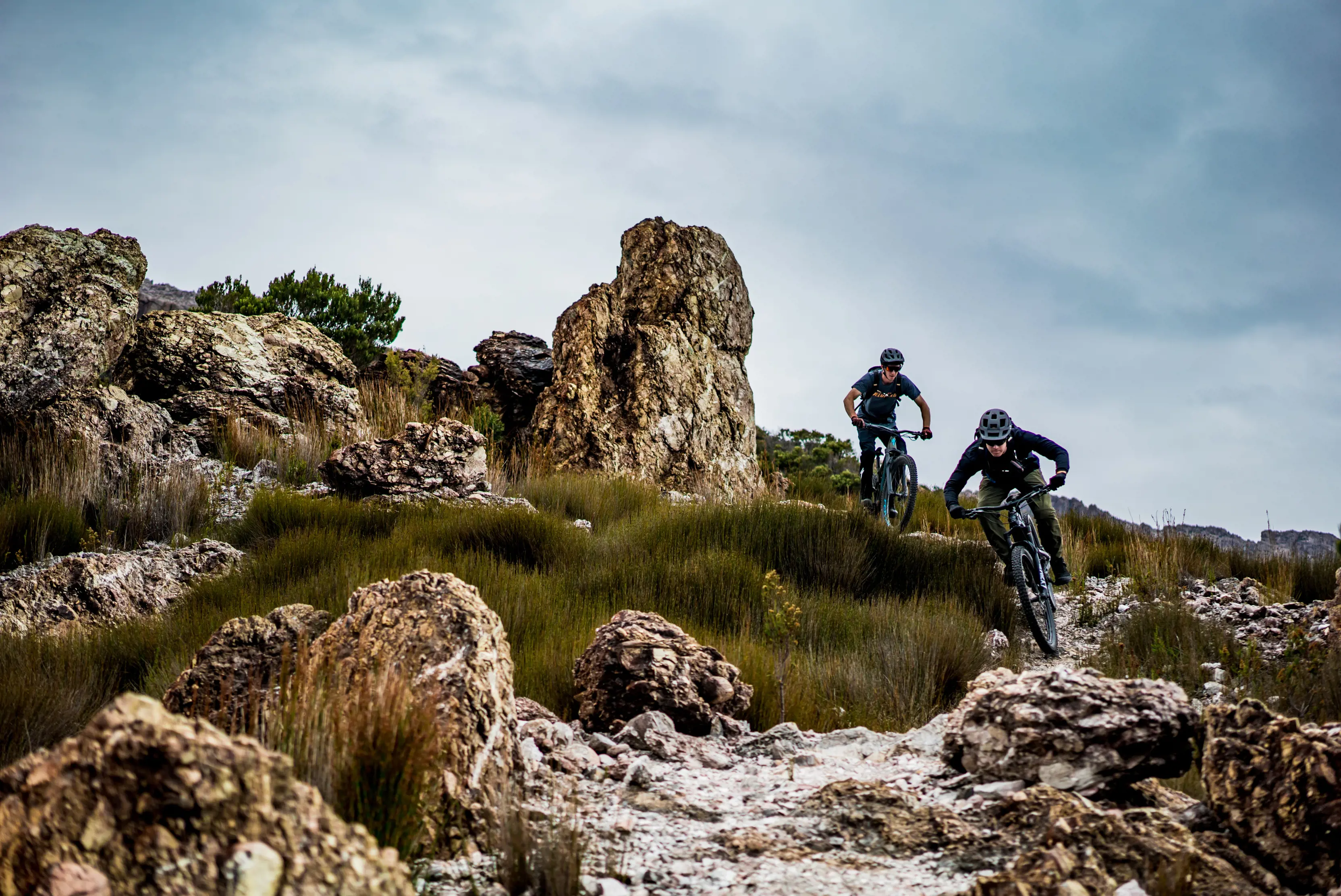 Cyclists making a descent at West Coast ebiking