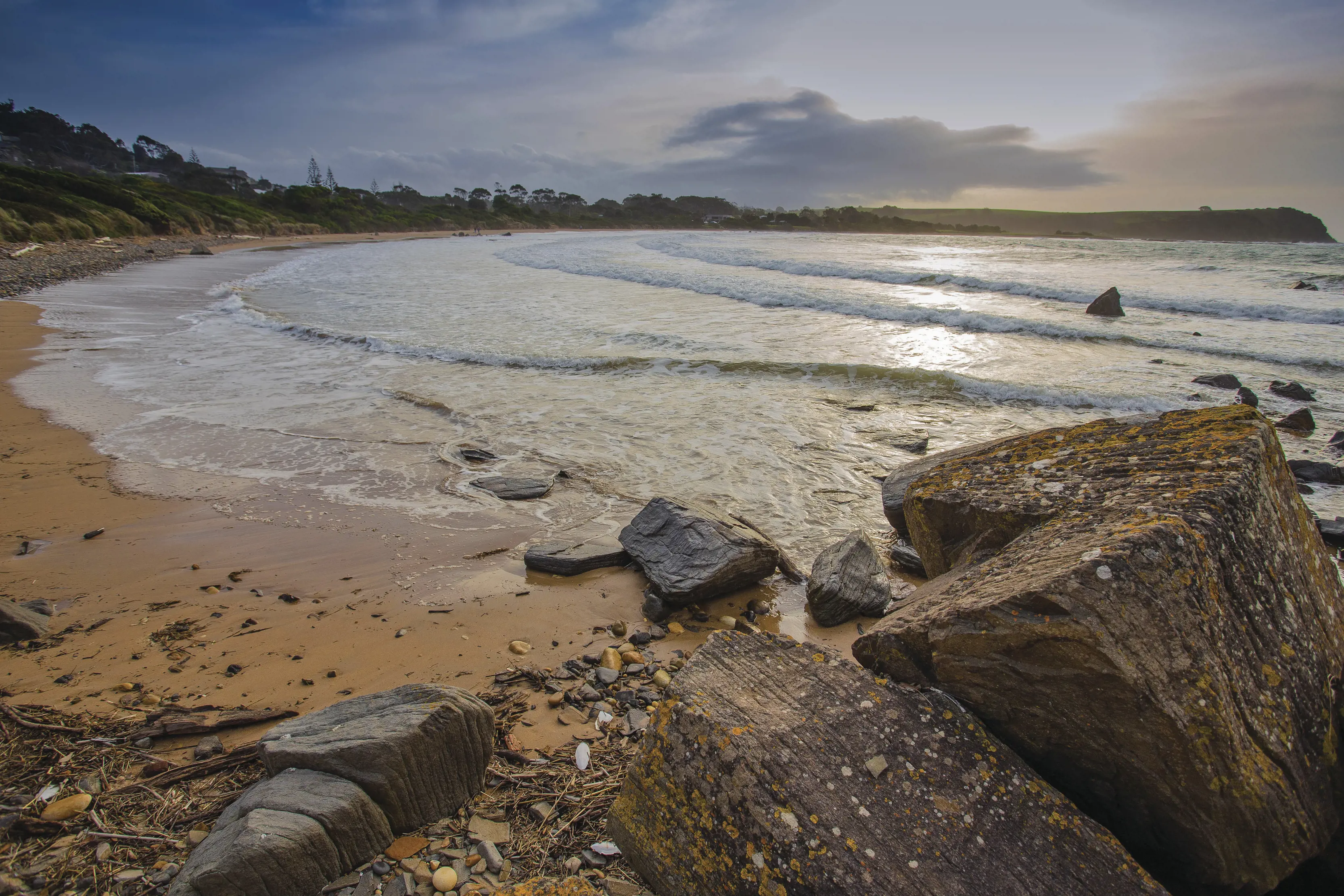 Stunning wide angle image taken on the shoreline of Bluff Beach, Devonport.